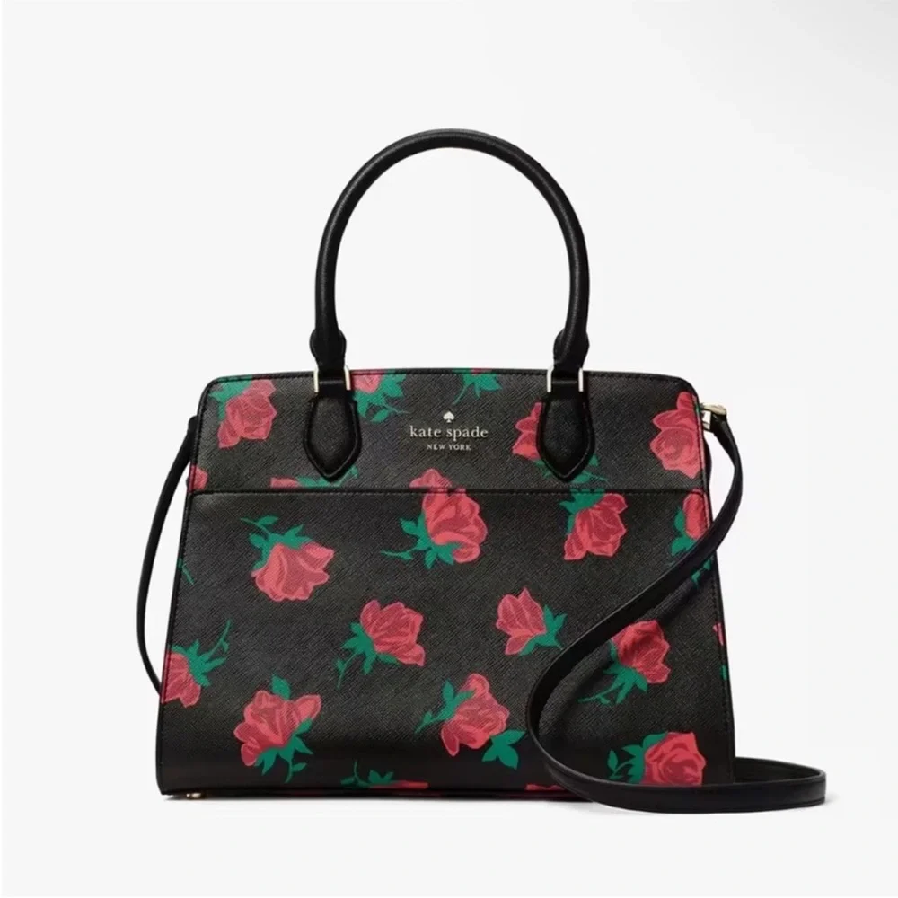 NWOT Kate Spade Madison Rose Toss Printed Medium Satchel - Picture 1 of 10